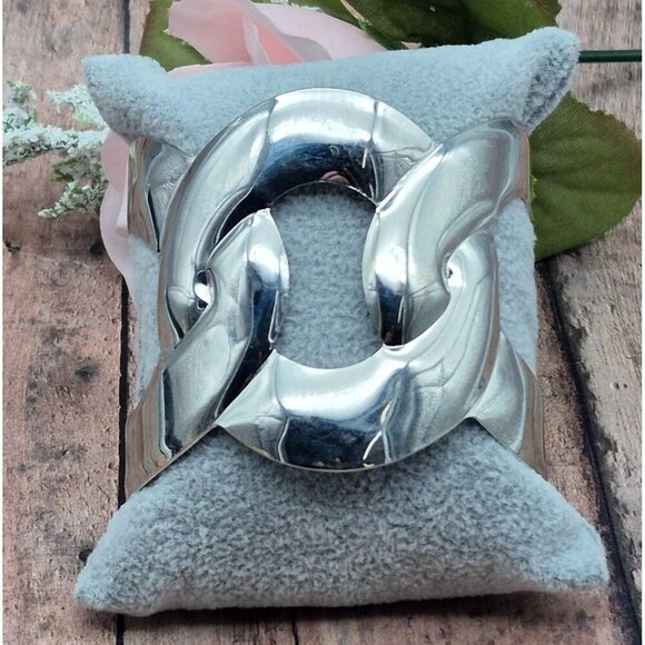 Set of 2 Statement Metal Cuff Bracelets 1 Silver Tone & 1 Gold Tone Link Look - Picture 10 of 11